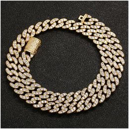 Chains Mens Hip Hop Chain 8Mm Prong Setting Microinlaid Aaa Zircon Iced Out Bling 18K Real Gold Plating Necklace Bracelets Fashion J Dhzdq