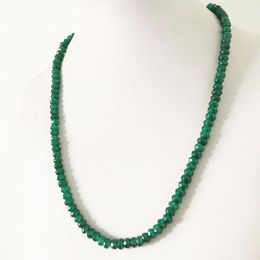 Necklaces 4*6MM Faceted Green Emerald Jade Necklace for Women Natural Stone Bead Choker Collares Abacus Gift Jewellery