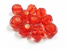 Beads (Choose Size First) 10mm/12mm/14mm/16mm/18mm/20 Red Transparent Big Faceted Acrylic Chunky Beads