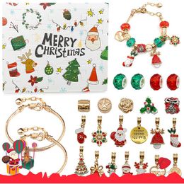 Bangle Christmas Advent Calendar Christmas Themed DIY Charm Jewelry Bracelet Making Kit for Girls Christmas Gift Box New Year Navidad