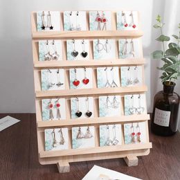 Boxes Jewelry Display Stand Holders Wood Earring Organizer Storage Rack Stands Nature Wooden Base Stall Event Boho Store Decoration
