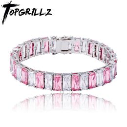 Bangle TOPGRILLZ New 10mm Bracelet Heavy Iced Out Cubic Zirconia Cuban Bracelet Chains Hip Hop Rock Fashion Jewelry Gift For Men Women