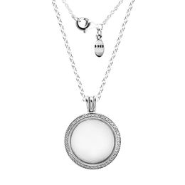 Necklaces Medium Sparkling Locket Necklace Genuine 925 Sterling Silver Jewellery For Women DIY Fits Petite Charms Beads Making Colar