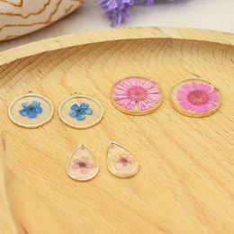 Other Spring style 30pcs/lot Natural dried flowers geoemtry rounds/water drop shape alloy epoxy charms diy jewelry earring accessory