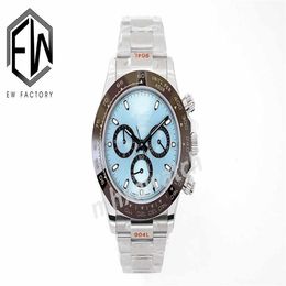 EW factory produces men's watches Swiss automatic mechanical movement pottery word circle thickness 12.4mm diameter 40mm top Swiss ice blue luminous