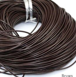 Components 100M/lot light brown black brown 1mm 1.5mm 2mm wax Round COW Genuine Leather Cord accessories Necklace Rope String Thread h35356