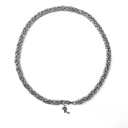 Necklaces RAF Handmade Chain R Letter Silver Tone Titanium Steel Necklace Bracelet Tide Brand Men Fashion HipHop AllMatch Jewelry