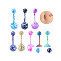 Navel Bell Button Rings Fashion 316 L Surgical Steel Candy Colour Belly Bar Ring Sexy Body Piercing Jewellery Drop Delivery Dh4El