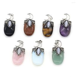 Pendant Necklaces Natural Stone Pendants Silver Plated Amethysts Tiger Eye For Tribal Jewellery Making Diy Women Necklace Gifts