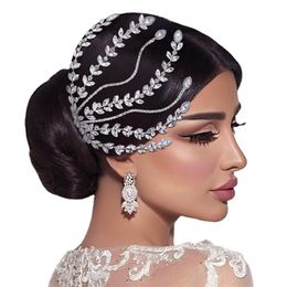 Wedding Bridal Crystal Rhinestone Hair Comb Jewelry Pageant Crown Tiara Prom Headpiece long hair chain wrap Headdress Silver