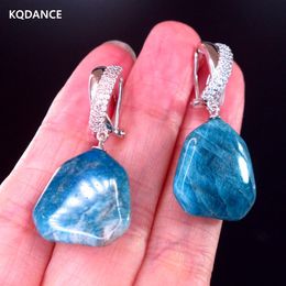 Earrings KQDANCE Tiger's Eye /blue apatite Natural stones Hunging Clip on Earrings with 925 silver needle Jewellery 2021 trend wholesale