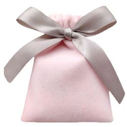 Display Pink Velvet Ribbon Gift Bags 7x9cm 10x12cm 12x15cm pack of 50 Makeup Jewellery Drawstring Pouches Party Candy Sack