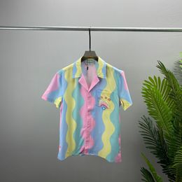 Mens designer shirt summer short sleeve casual button up shirt printed bowling shirt beach style breathable T-shirt clothing #111
