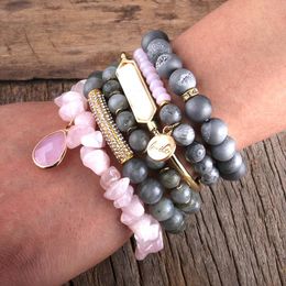 Bangle RH Fashion Boho Beaded Bracelets Set 6pc Stack Bracelet Set Gift For Natural Stone And Crystal Women Bohemian Jewellery DropShip