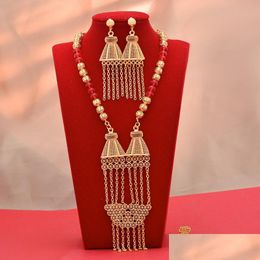 Earrings Necklace Nigeria France 24K Gold Colour Jewellery Sets For Women Pendant Jewellery Set Party Giftsearrings Dr Dhgarden Dhbaj