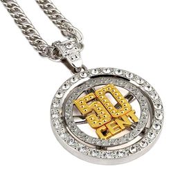 Halsketten Herren Großer Schmuck 50 Cent Anhänger Halskette Lange Kette Gold Silber Mode Personalisiertes Hip Hop Geschenk für Frauen 2021 Neu