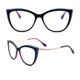 Sunglasses Frames Women Cateye Glasses Optical Acetate Eyeglass Frame For Retro Metal Eyeglasses Purple Pink Green Red Prescription