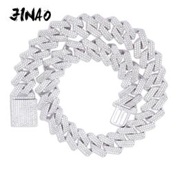 Necklaces JINAO 20mm Miami New Box Big Clasp Cuban Link Chain Gold Colour Necklace Iced Out Cubic Zirconia Bling Hip hop for Men Jewellery