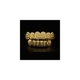 Grillz Dental Grills Mens Hip Hop Jewellery 14K Gold Plated Teeth Grillzs Set European And American Style Tooth Drop Delivery Body Dhqsx