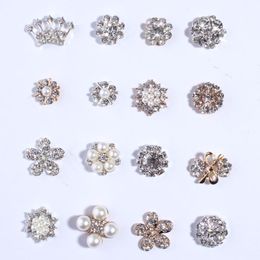 Crystal 120PCS New Fashion Crown Rhinestone Buttons With Ivory Beads For Hair Accessories Crystal Jewellery For Women Decoration
