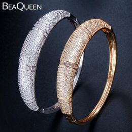 Bangle BeaQueen Dubai Indian Bridal Wedding Jewellery Micro Paved Cubic Zirconia African Gold Colour Circle Open Bangles for Women B091