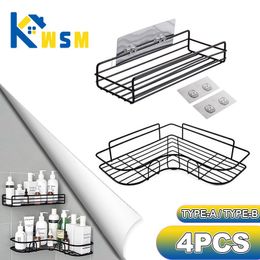 Bathroom Shelves Shelf Accessories Shampoo Storage Cosmetic Holder No Punch Metal Condiment Organiser Corner 230520