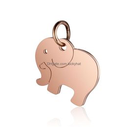 Charms Stainless Steel Elephant Diy Charm Pendants Metal Jewellery Craft Bracelet 10Pcs 14X16Mm Drop Delivery Findings Components Dh0Dd