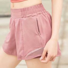 womens lu 33 yoga shorts pants pocket outfit high waist quick dry gym sport high-quality fashion style summer dresses Elastic waist