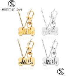 Pendant Necklaces Selling Bone Shape Friendship Pendants Keychain Necklace For Women Couple Sier Gold Plating Jewelry Set Fahion Hea Dh8Lc