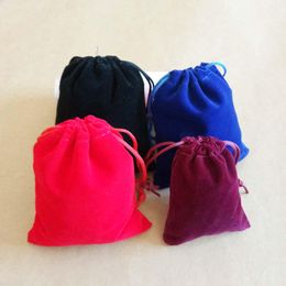 Boxes 100pcs 4 Solid Color Velvet Bags Jewellery Pouches Gift Bags Wedding Drawstring Bag Woman Jewelry Display Gift Packaging Bag Diy