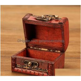 Packing Boxes 200Pcs Vintage Jewellery Box Organiser Storage Case Mini Wood Flower Pattern Metal Container Handmade Wooden Small Drop Dh0Uc