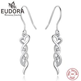 Knot EUDORA New 925 Sterling Silver Heart Entwined Celtic Knot Drop Earrings Hypoallergenic Earring Fashion Jewellery for Women Gift