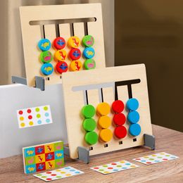Blocks Four Colour Dinosaur Animal Maze Puzzle Montessori Games Enlightenment Teaching Aids Baby Wooden Educational Toys for Children 230520