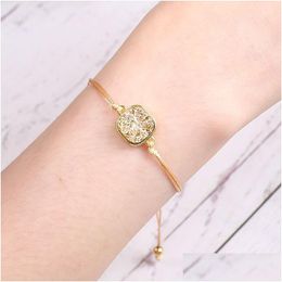 Chain Sale With Card New Mticolor Rope Braided Bracelet For Women Handmade Geometric Moon Druzy Resin Charms Couple Bracelets Adjust Dhyef