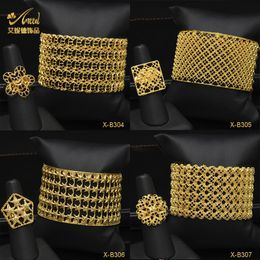Bracelets ANIID Luxury 24K Dubai Gold Color Woman Bracelet Wedding Tassels Cuff Bracelet With Ring Bridal Bangles Indian Jewellery Gift