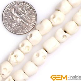 Crystal Big Hole 1.2mm White Carved Bone Skull Beads DIY Loose Beads For Jewellery Making Strand 16" Wholesale
