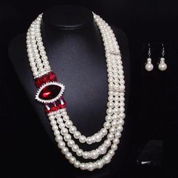 Necklaces Multilayer Eye White Pearl Necklace Set Pearl Choker Necklace for Women Simple Style Handmade Wedding Party Jewellery Gift