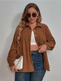 Outerwear Large Women's Corduroy Long Sleeve Shirt For Women Plus Size Feminino Roupas Femininas Clothing