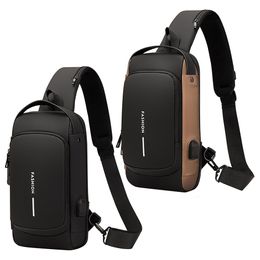 Bags Men's PU Shoulder Bags USB Charging Crossbody Bags Male Anti Theft Canvas Shoulder Bag School Casual Short Trip Travel Bag New