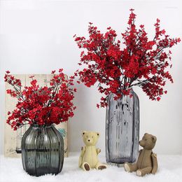 Decorative Flowers 1Branch Artificial Cherry Blossoms Baby's Breath Gypsophila Fake DIY Wedding Decoration Home Bouquet Faux Flower