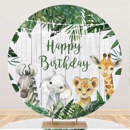 Party Decoration Backdrops Children's Birthday Round Cartoon Forest Animals Wedding Custom Background Pozone Wall Decorations