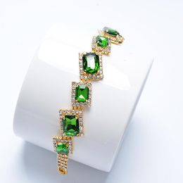 Bangle 14K Gold Emerald Jewellery Bracelets for Women Fine Blue Topaz 14 K Yellow Gold Green Emerald Bizuteria Pulseira Feminina Girls