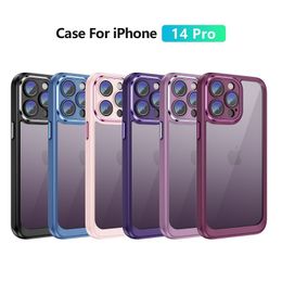 Dual Colour Anti Drop Clear Acrylic Phone Cases For Iphone XR 11 Pro Max 12 13 14 Pro Max Hard PC Soft TPU Bumper Built-in Camera Lens Protector Shockproof Cover