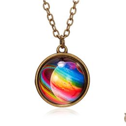 Pendant Necklaces Fashion Universe Star Doublesided Retro Necklace Galaxy Neba Creative Design For Women Men High Quality Jewelry Gi Dh0Uk
