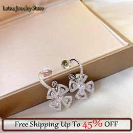 Earrings 925 Silver Flower Earrings High Quality Fashion Simple Design Fourleaf Clover Women Earrings Luxury Jewellery Valentine Day Gift