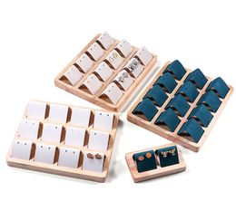 Display 12 Bit Fashion Wood DIY Storage Jewellery Tray Earring Display Cards Ring Bracelet Gift Box Jewellery Organiser Earring Holder