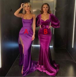 New Elegant Puff Sleeves Velour Evening Dresses Floor Length Sweetheart Lady Prom Gowns 2023 Long Formal Dresses