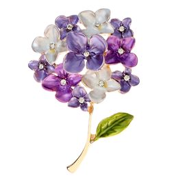 CINDY XIANG Enamel Hydrangea Flower Brooches For Women New Fashion Plant Pin Spring Design Jewelry 2 Colors