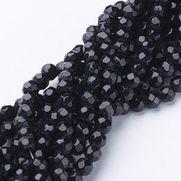 Crystal 20 Strands 4 6 8mm Faceted Glass Beads Strands Loose Spacer Beads Black for Jewelry Making DIY Bracelet Necklace 20Strand/lot