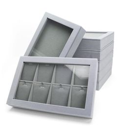 Boxes 2PCS Velvet Organizer Gray Tray Jewelry Display Case Holder Storage Box Container With Plastic Covered Multifunction